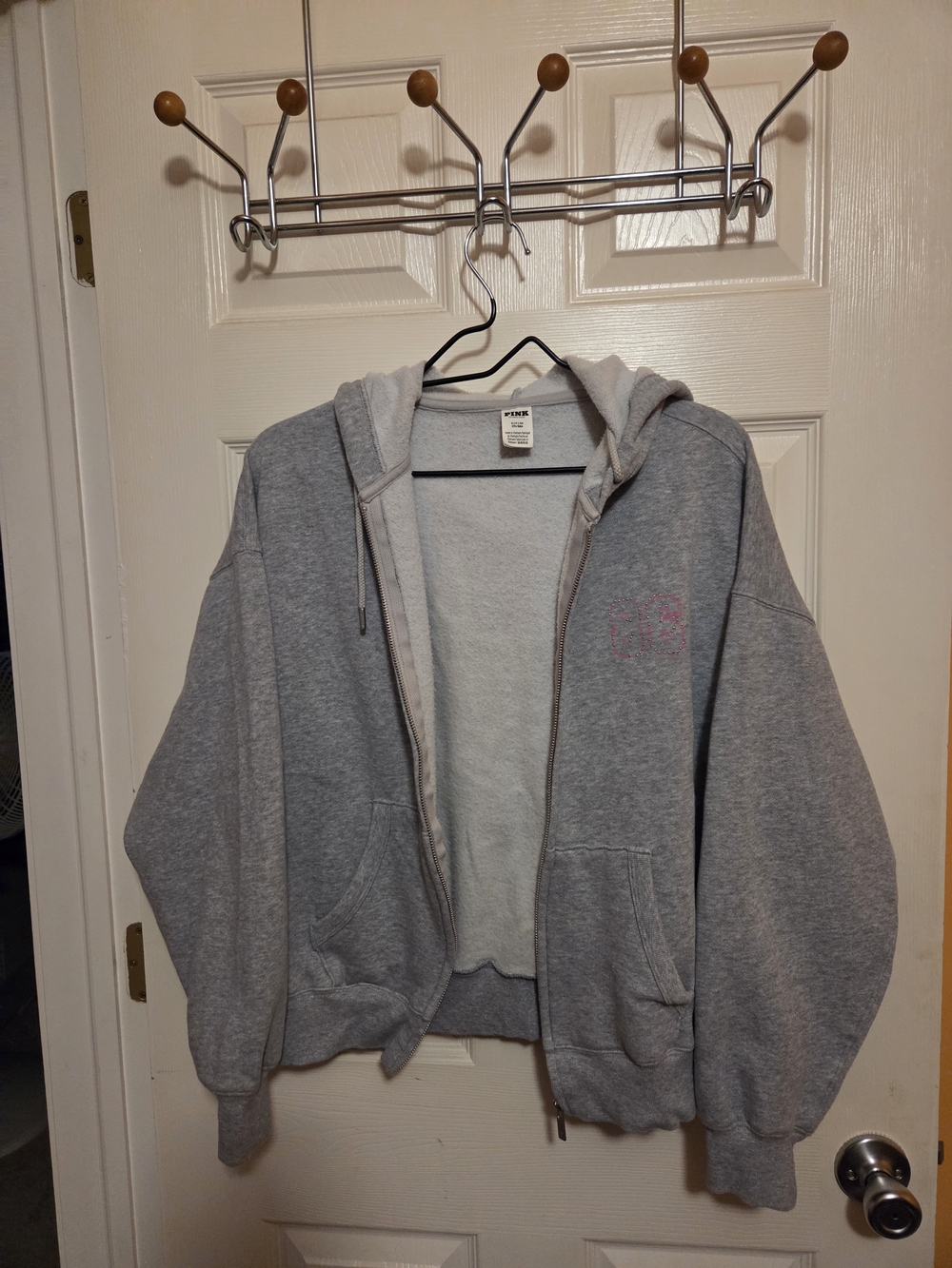 PINK Victoria's Secret Light Gray Zip Hoodie NEW